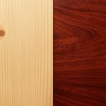 Comparison between pale softwood pine and rich african bubinga hardwood texture