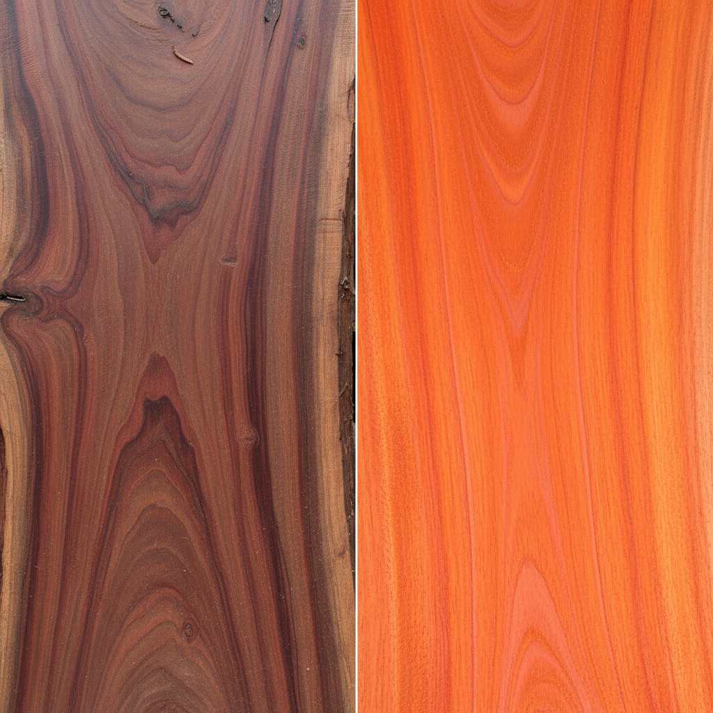 bubinga Vs Padauk texture