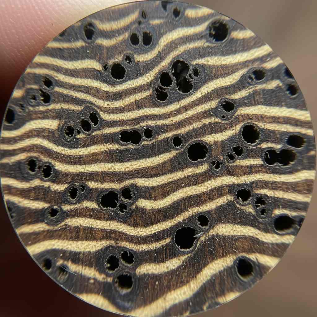 inspector examining end grain