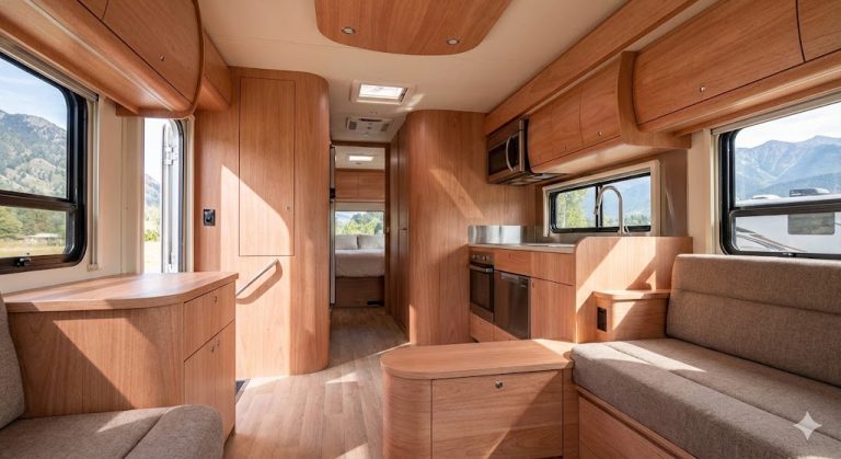 RV with Lightweight Okoume Plywood for Interiors