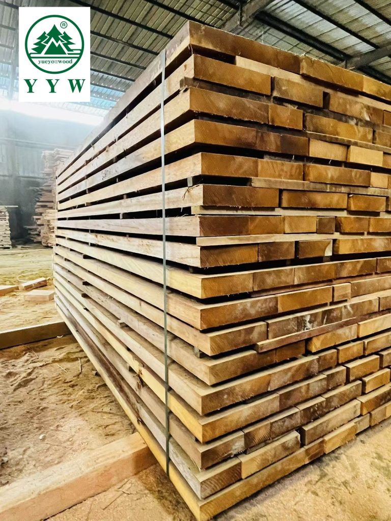 Natural golden brown Iroko timber surface