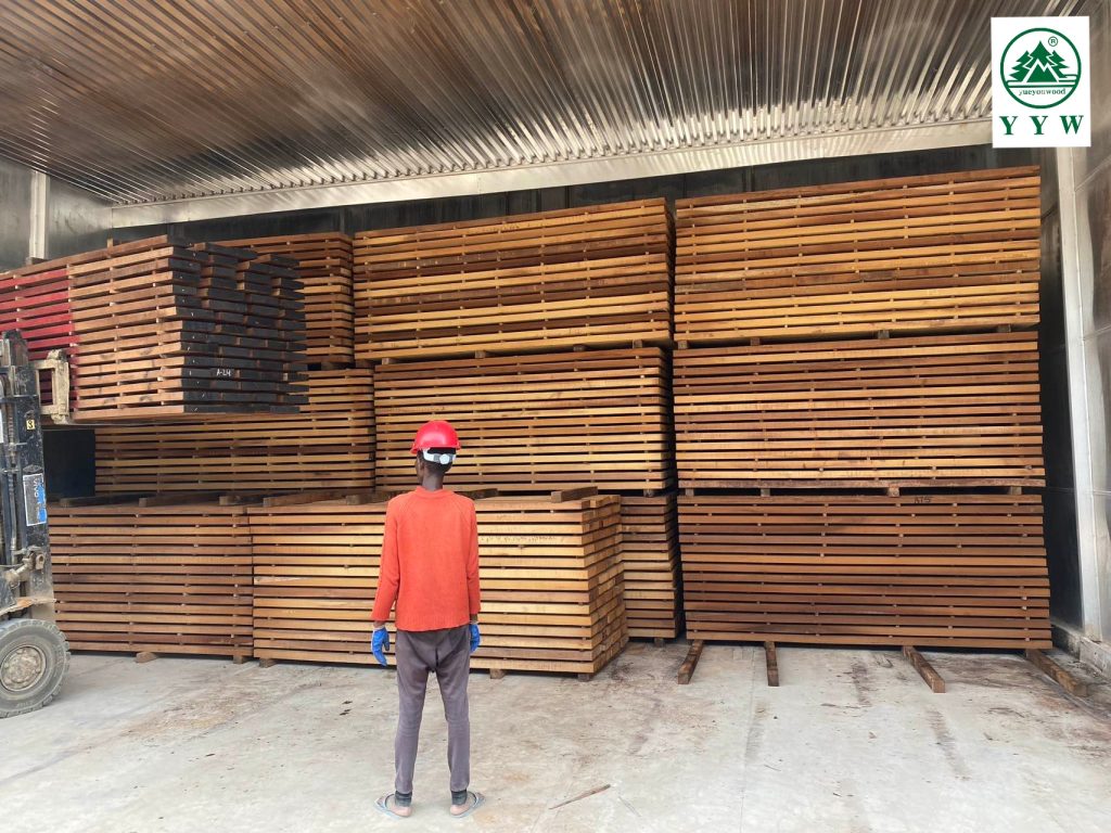 Container loading process for Iroko timber export