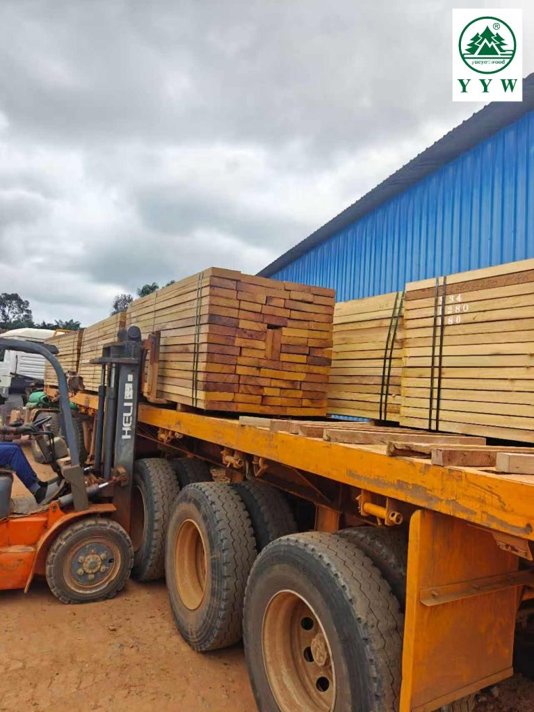 Container loading process for Iroko timber export
