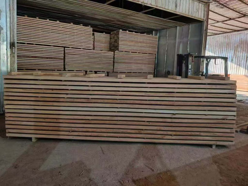 kiln dried timber stacked warehouse