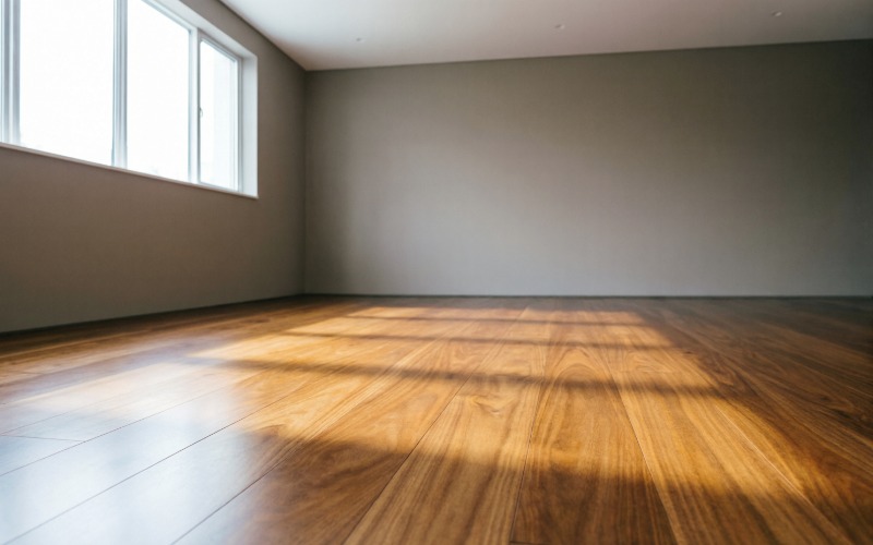 Teak wood flooring with rich golden finish