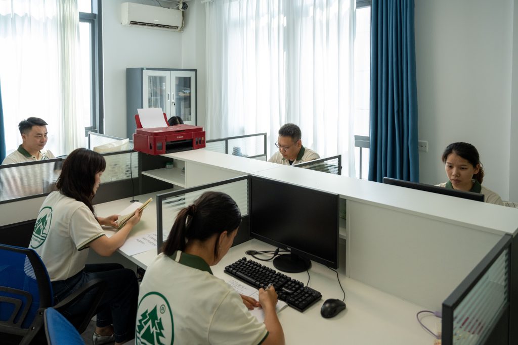 YYW Timber employees working in new office