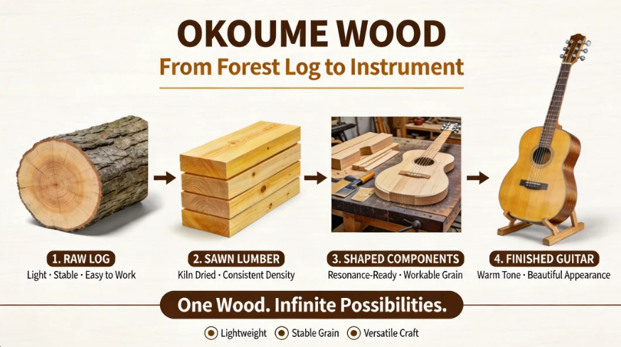 Okoume wood for guitars