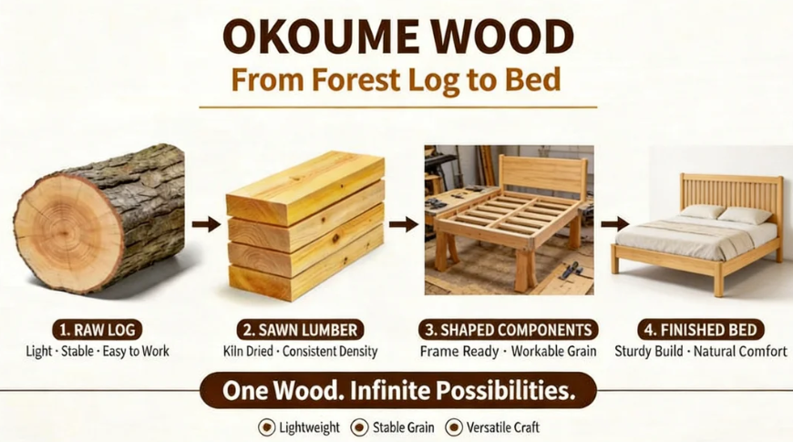 Okoume wood for bed